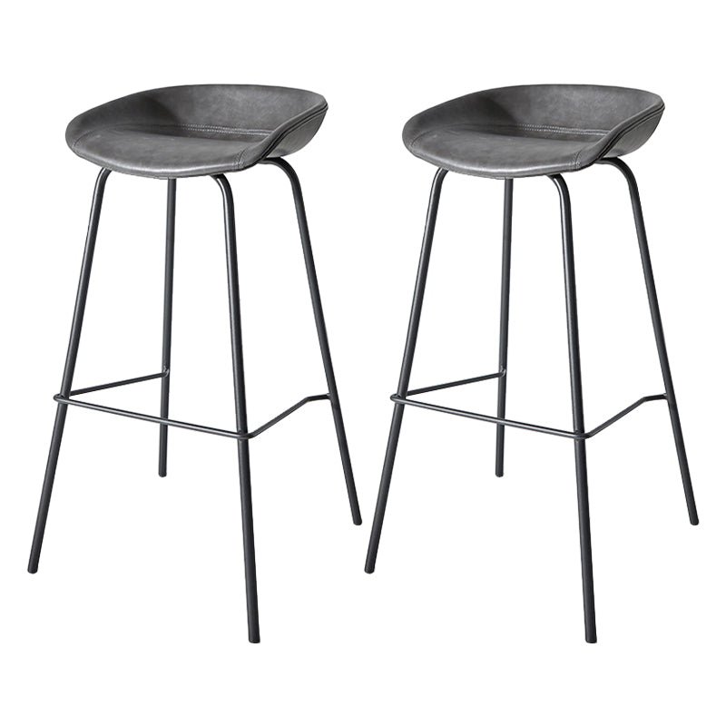Contemporary Matte Finish Leather Barstool Low Back Home Stool