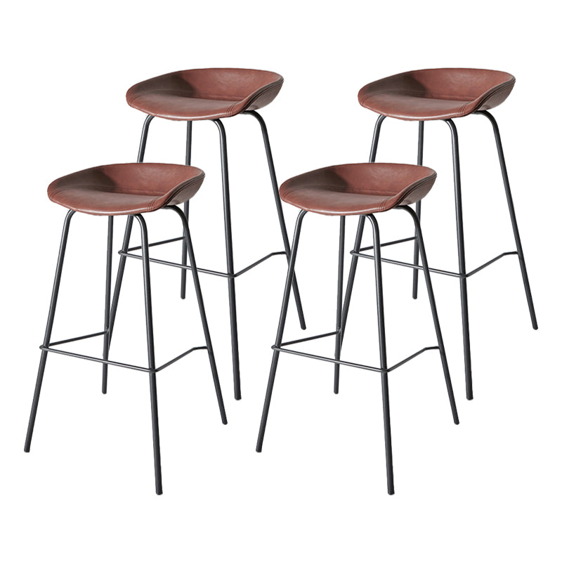 Contemporary Matte Finish Leather Barstool Low Back Home Stool