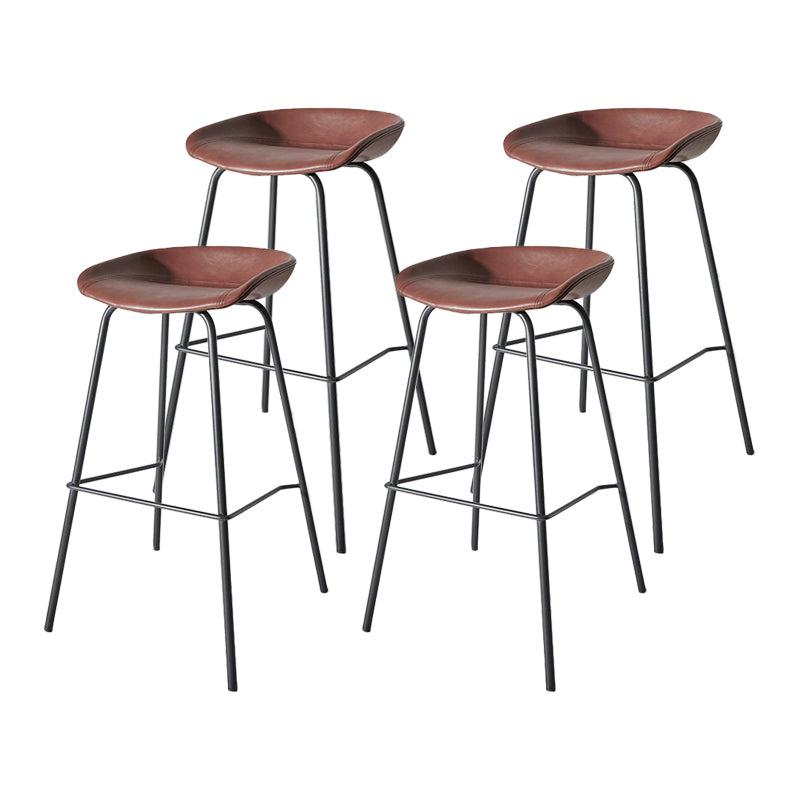 Contemporary Matte Finish Leather Barstool Low Back Home Stool