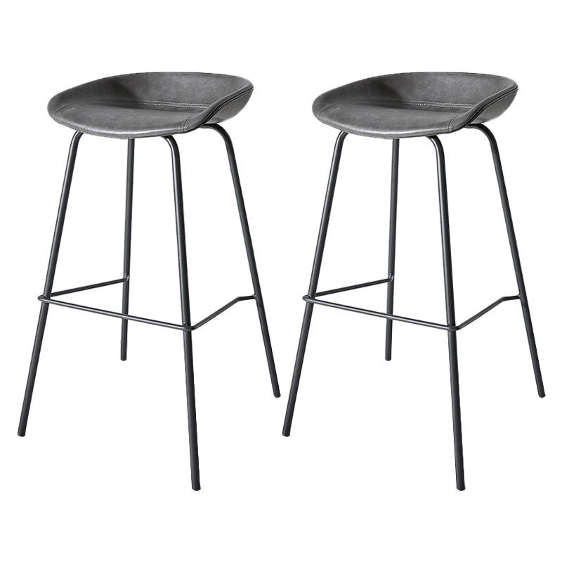 Contemporary Matte Finish Leather Barstool Low Back Home Stool