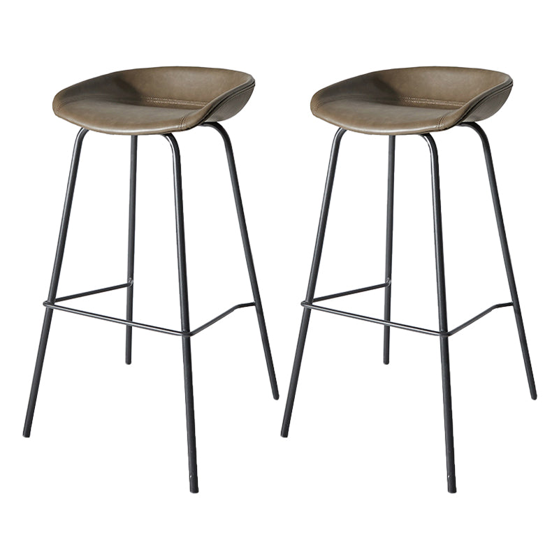 Contemporary Matte Finish Leather Barstool Low Back Home Stool