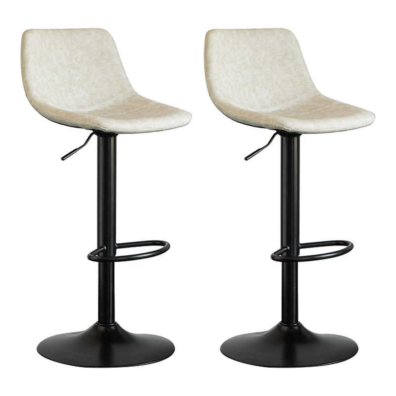 Contemporary Matte Finish Leather Barstool Adjustable Height Footrest Home Stool