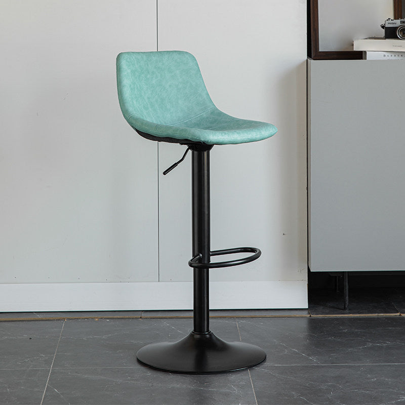 Contemporary Matte Finish Leather Barstool Adjustable Height Footrest Home Stool