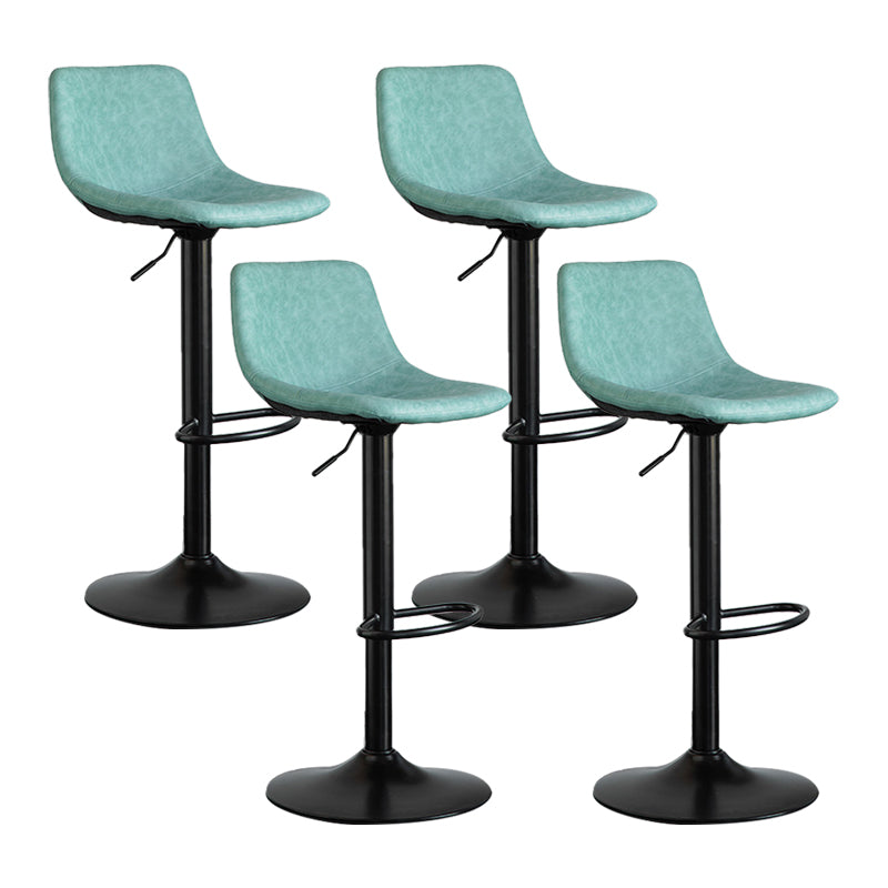 Contemporary Matte Finish Leather Barstool Adjustable Height Footrest Home Stool