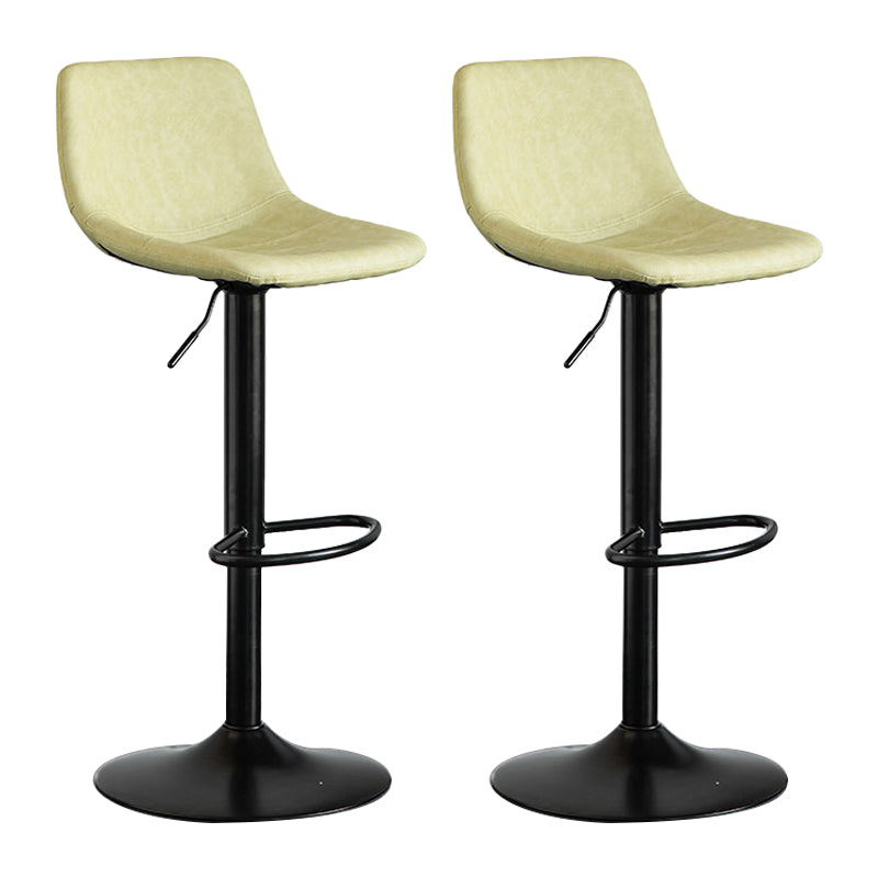 Contemporary Matte Finish Leather Barstool Adjustable Height Footrest Home Stool