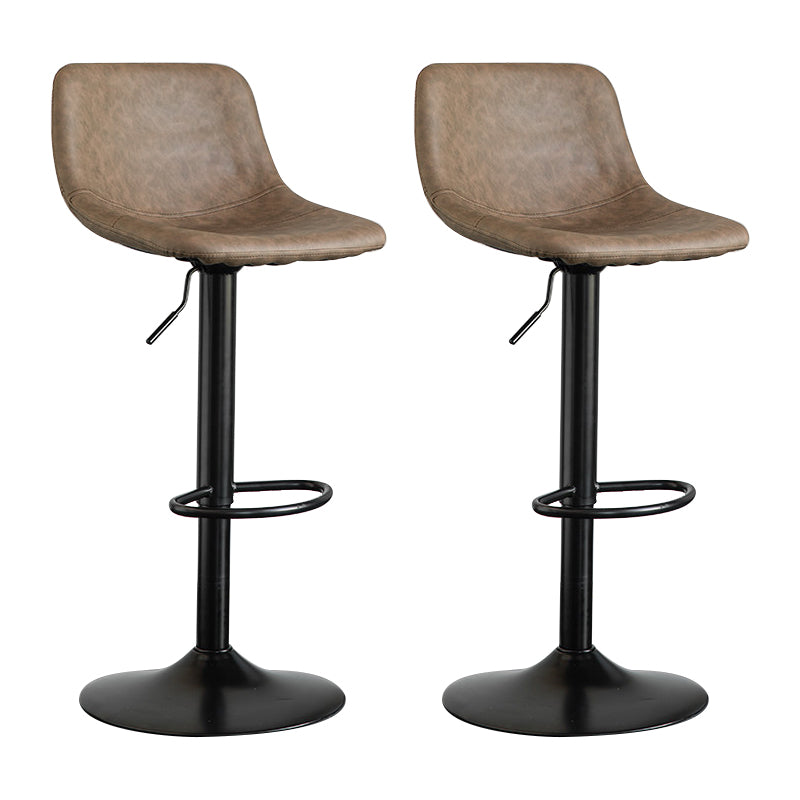 Contemporary Matte Finish Leather Barstool Adjustable Height Footrest Home Stool