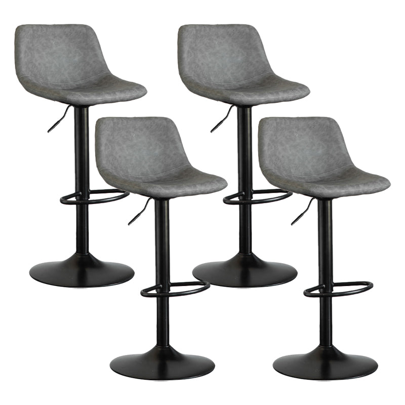 Contemporary Matte Finish Leather Barstool Adjustable Height Footrest Home Stool