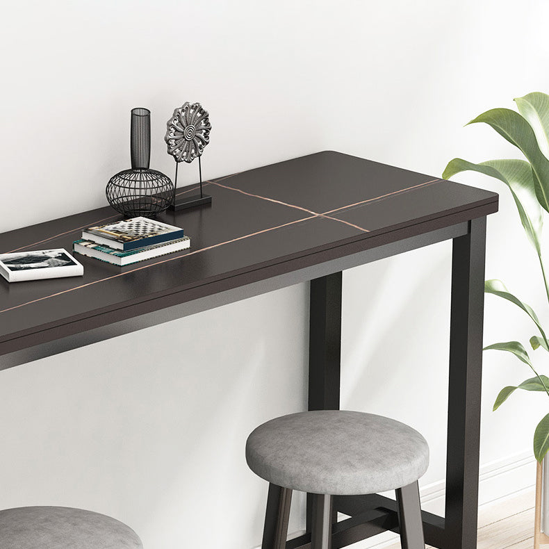 Rectangle Stone Bar Table Modern Bar Table with Trestle Base
