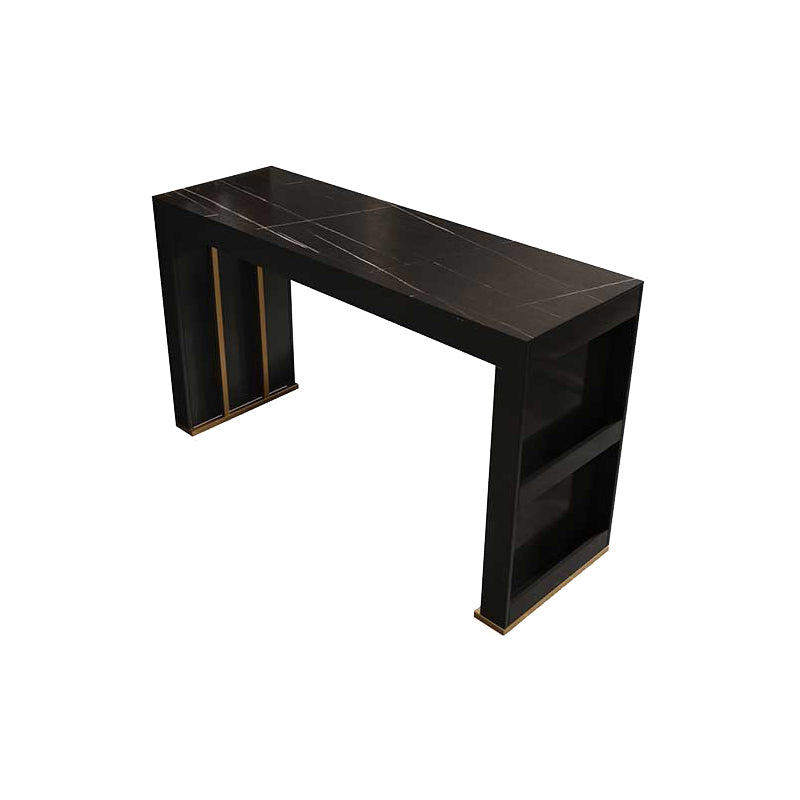 Stone Bar Dining Table Modern Bar Table with Double Pedestal for Dining Room