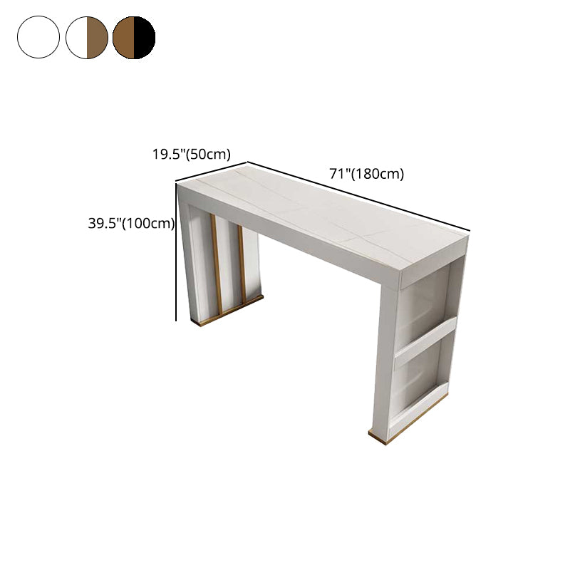 Stone Bar Dining Table Modern Bar Table with Double Pedestal for Dining Room