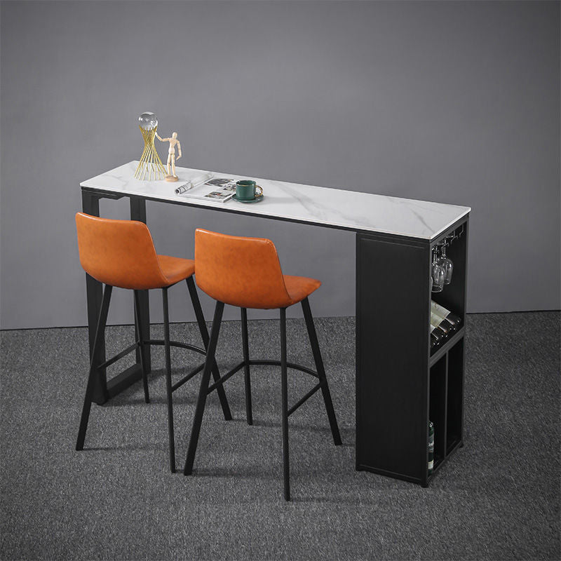 Industrial Style Bar Table Stone Top 42-inch Height Pub Table for Dining Room
