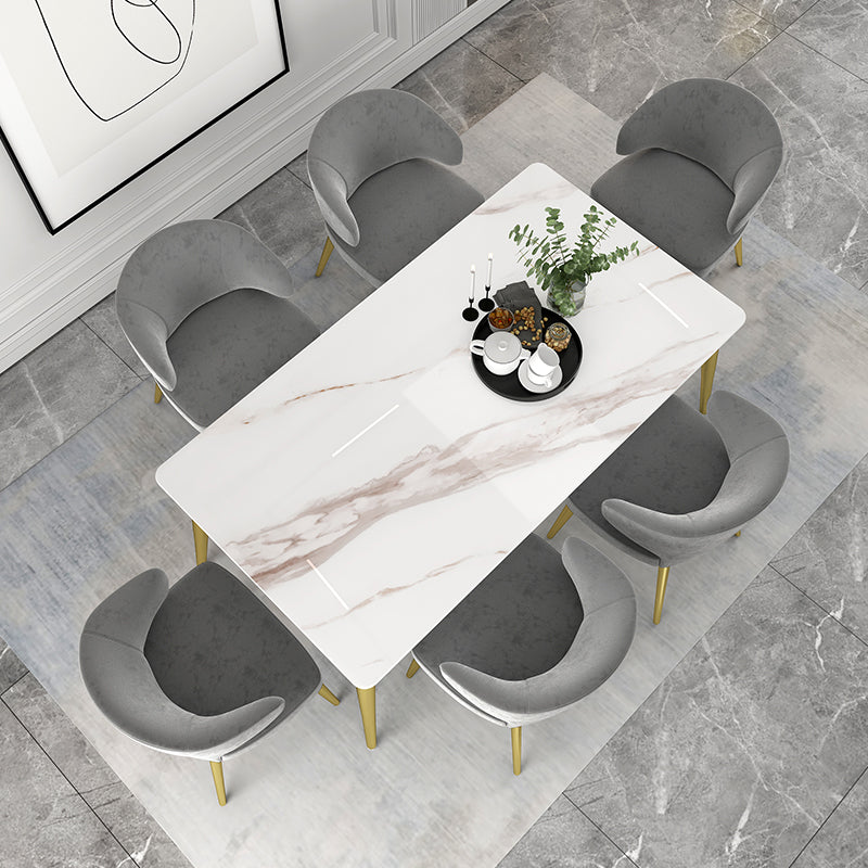 Glam White Sintered Stone Dining Table Set 1/4/5/7 Pieces Dining Set