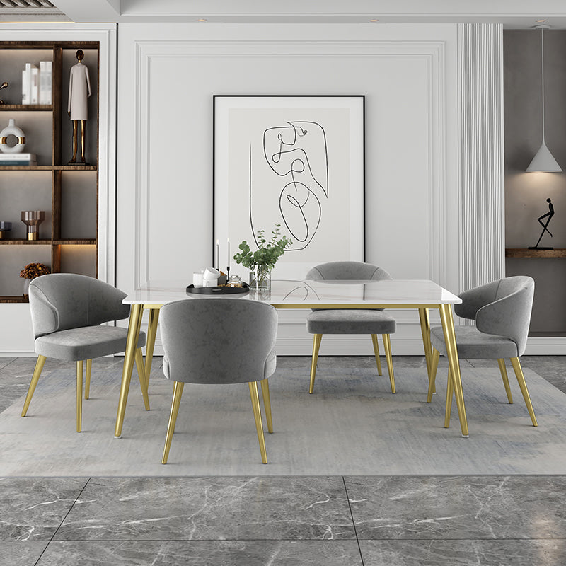 Glam White Sintered Stone Dining Table Set 1/4/5/7 Pieces Dining Set