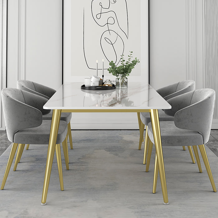 Glam White Sintered Stone Dining Table Set 1/4/5/7 Pieces Dining Set