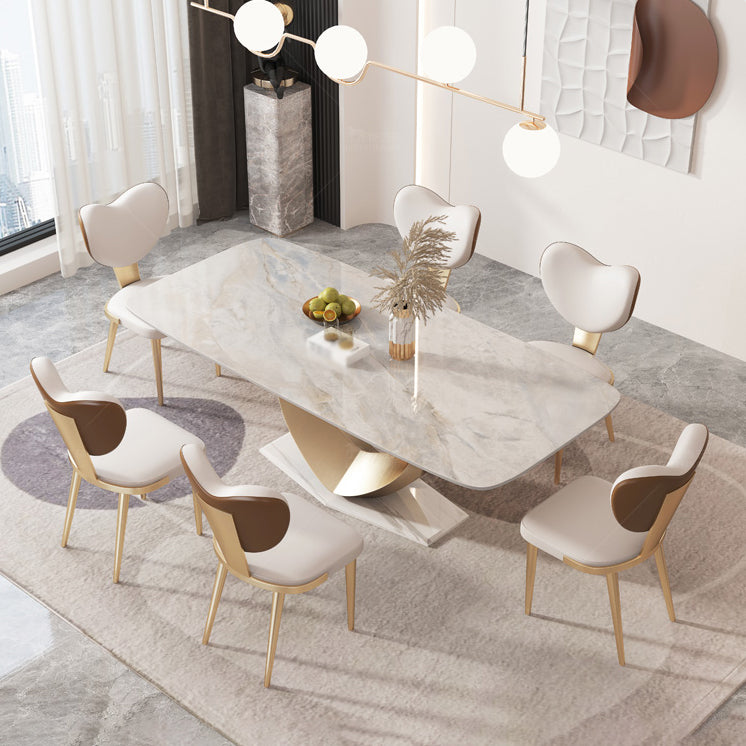Luxury Sintered Stone Top Dining Set Rectangle 1/4/5/7/9 Pieces Dining Table with Chairs