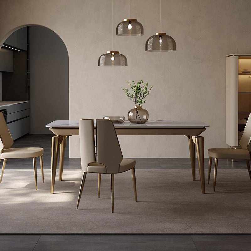 Designer Style Sintered Stone Dining Set Rectangle 1/4/7 Pieces Dining Table with Chairs