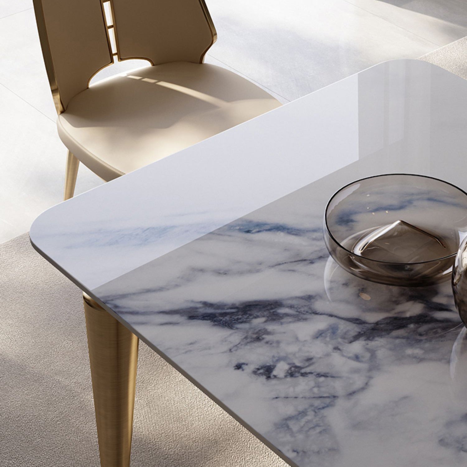 Designer Style Sintered Stone Dining Set Rectangle 1/4/7 Pieces Dining Table with Chairs