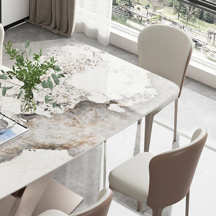 Nordic Sintered Stone Dining Set 1/4/5/7 Pieces Rectangle Dining Table with Chairs