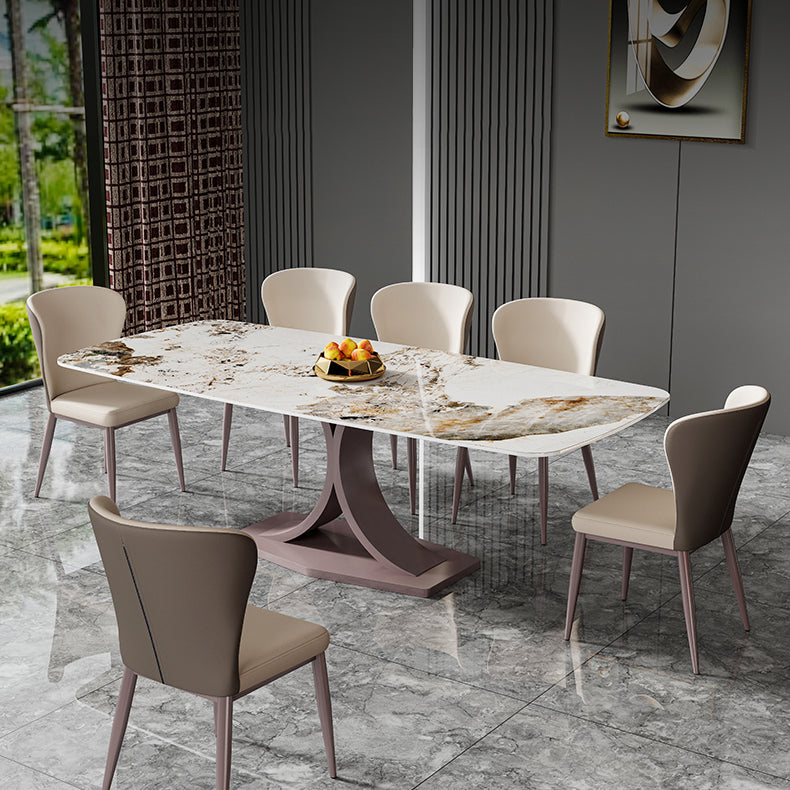 Nordic Glam Rectangle Sintered Stone Dining Table Set 1/4/6/7 Pieces Dining Set