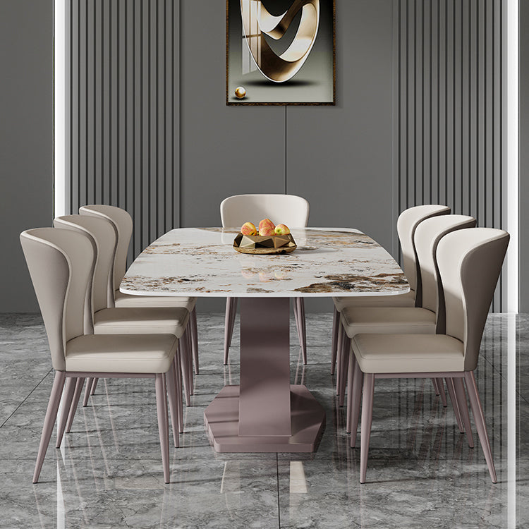 Nordic Glam Rectangle Sintered Stone Dining Table Set 1/4/6/7 Pieces Dining Set