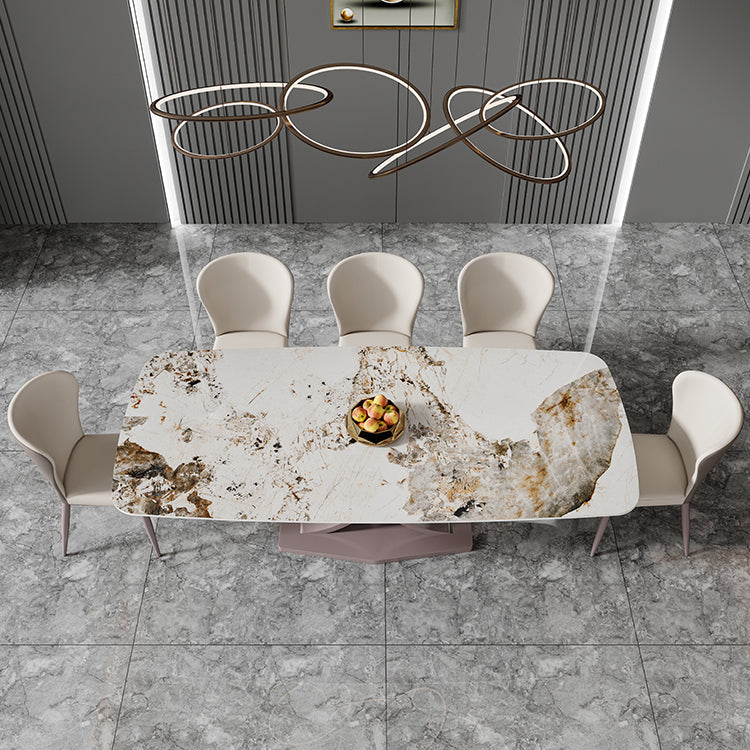Nordic Glam Rectangle Sintered Stone Dining Table Set 1/4/6/7 Pieces Dining Set