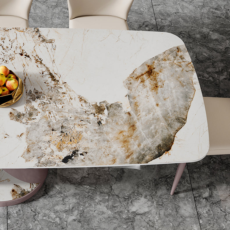 Nordic Glam Rectangle Sintered Stone Dining Table Set 1/4/6/7 Pieces Dining Set