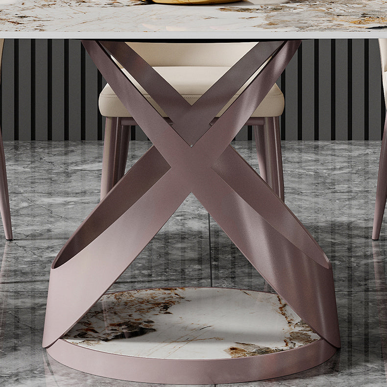 Nordic Glam Rectangle Sintered Stone Dining Table Set 1/4/6/7 Pieces Dining Set
