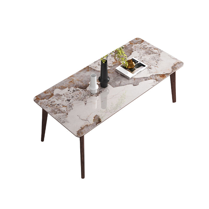Modern Sintered Stone Top Dining Set 1/4/5/7 Pieces Walnut Dining Table with Chairs