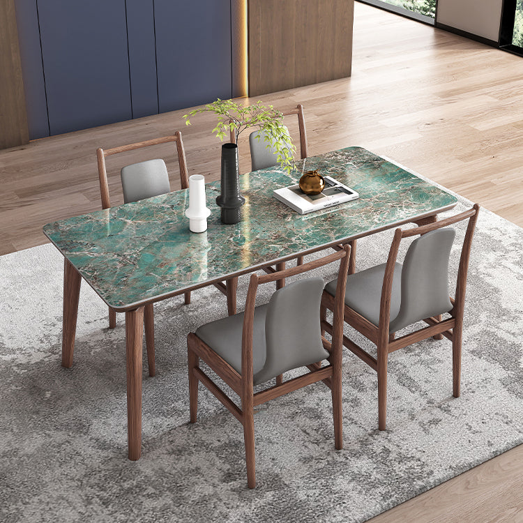 Modern Sintered Stone Top Dining Set 1/4/5/7 Pieces Walnut Dining Table with Chairs