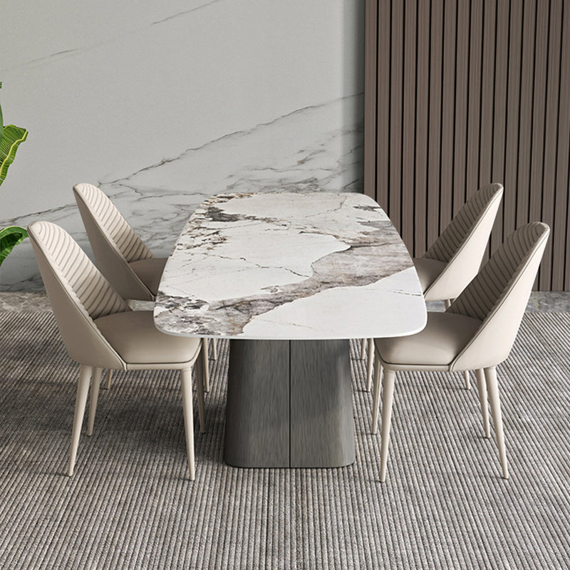 Scandinavian Style Sintered Stone Dining Table Set 1/4/5/7 Pieces Dining Set for Home Use