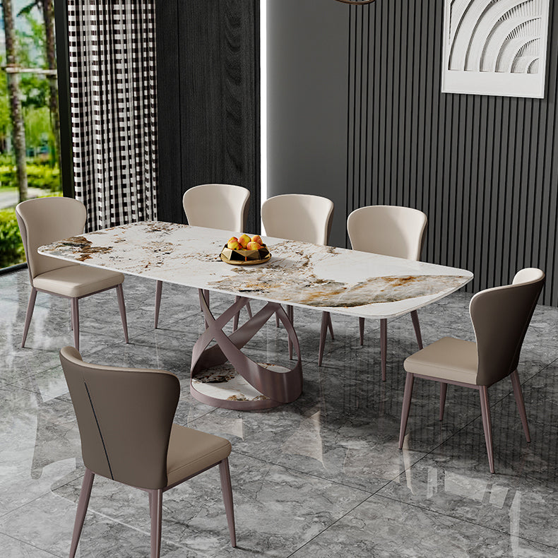 Modern Rectangle Sintered Stone Dining Table Set 1/4/6/7 Pieces Dining Set