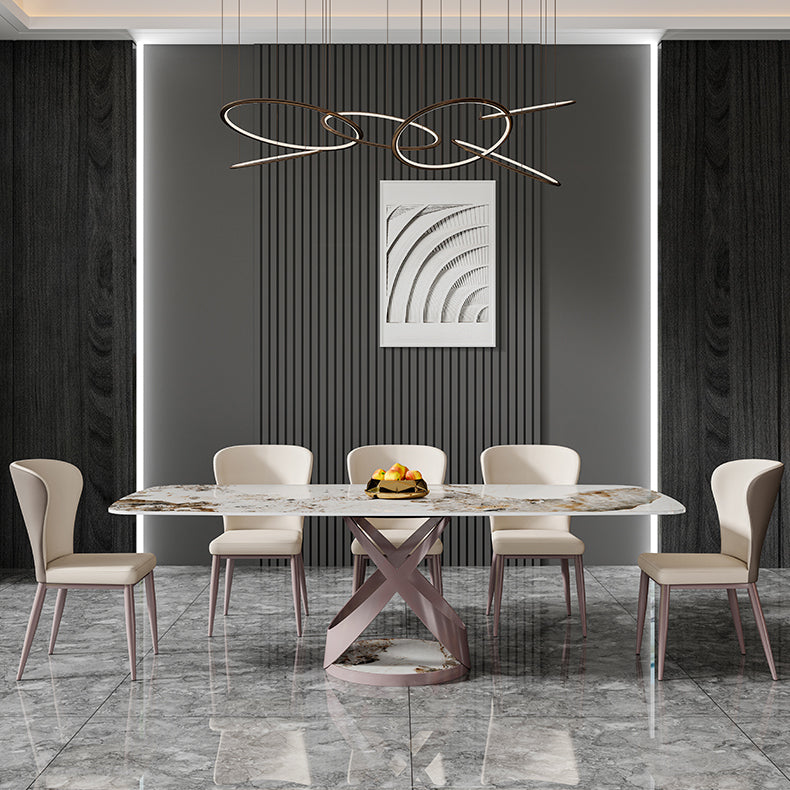Modern Rectangle Sintered Stone Dining Table Set 1/4/6/7 Pieces Dining Set