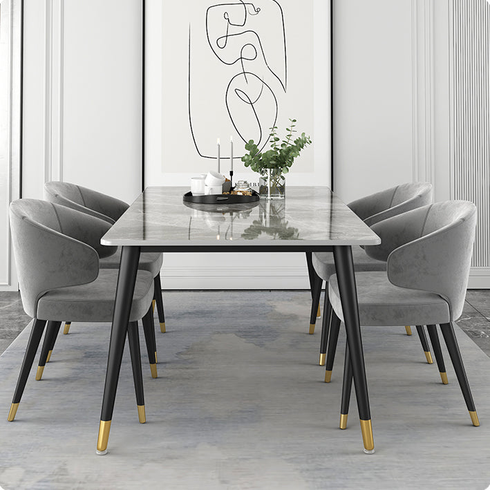 Glam Gray Sintered Stone Dining Table Set 1/4/5/7 Pieces Dining Set