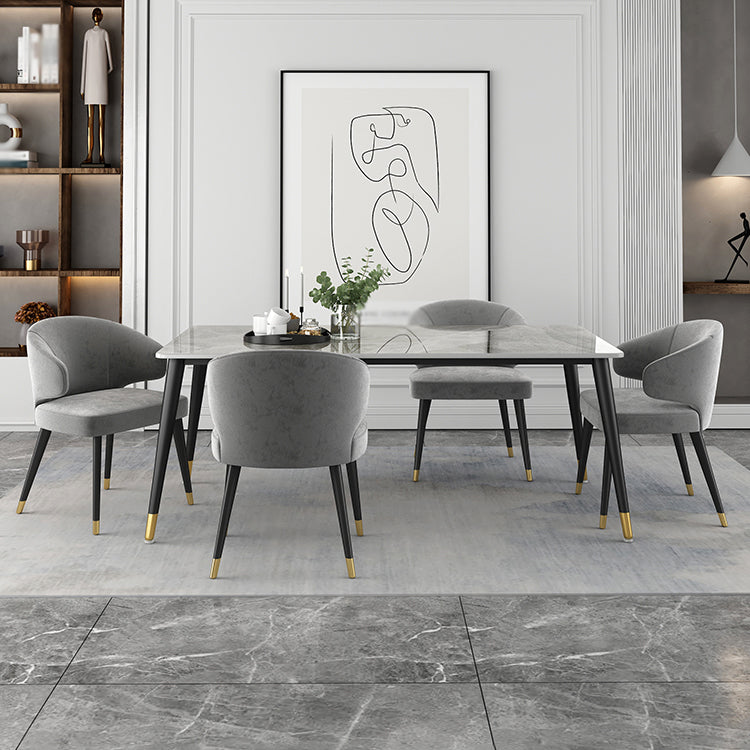 Glam Gray Sintered Stone Dining Table Set 1/4/5/7 Pieces Dining Set