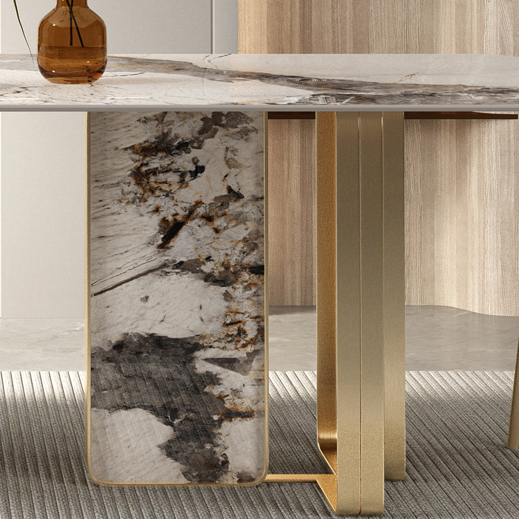 Glam Style Sintered Stone Dining Set 1/2/3/5/6 Pieces Dining Set for Dining Areas