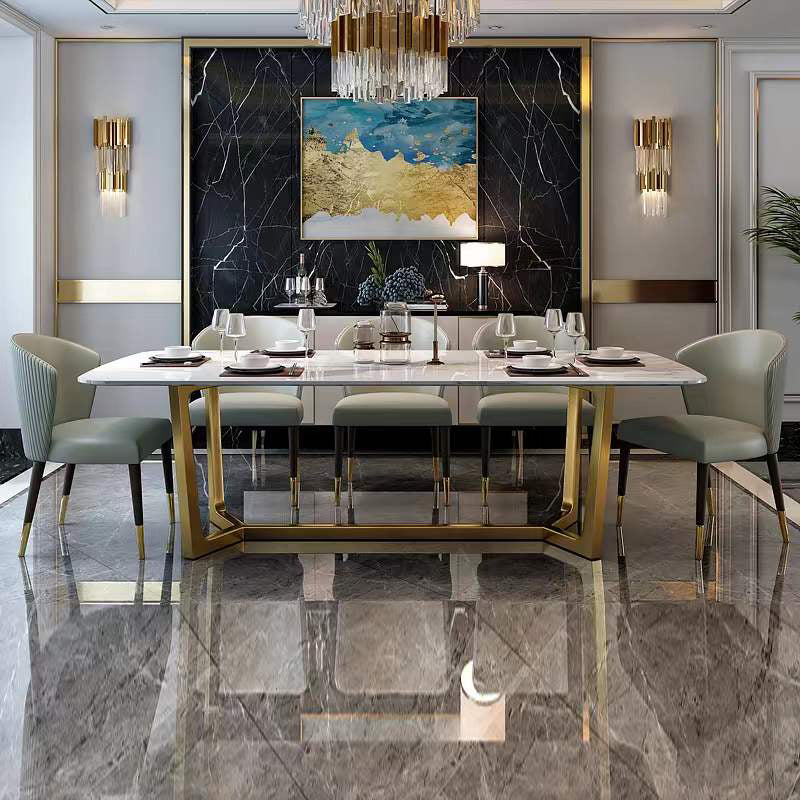 Contemporary Sintered Stone Dining Table Set 1/4/5/6/7 Pieces Dining Set for Home