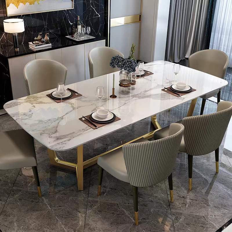 Contemporary Sintered Stone Dining Table Set 1/4/5/6/7 Pieces Dining Set for Home