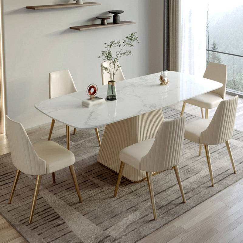 Modern Sintered Stone Top Dining Set Rectangle 1/4/5/6/7 Pieces Dining Table with Chairs