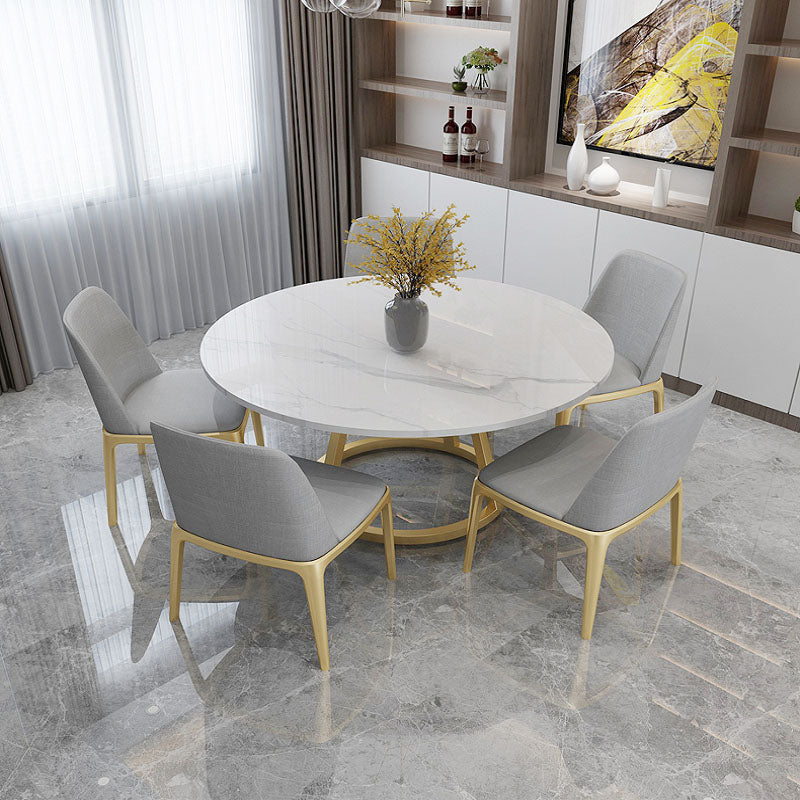 Glam 1/4/6 Pieces Dining Set Round Stone Dining Table for Dining Room