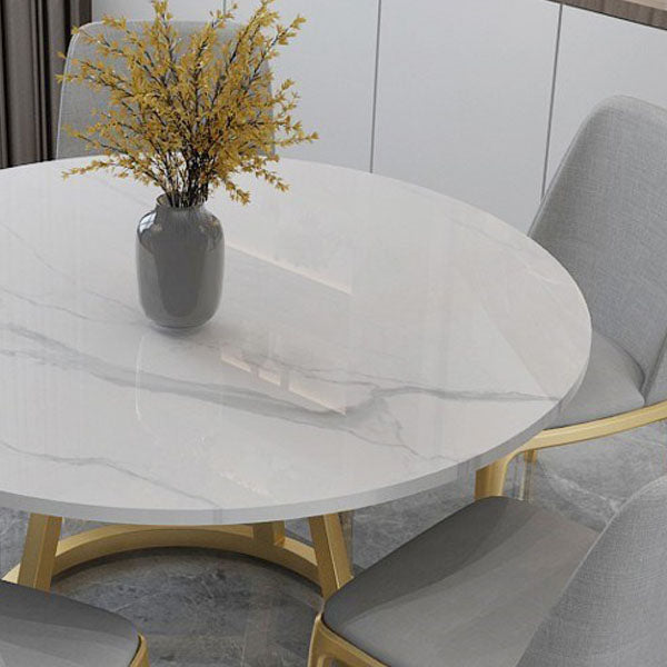 Glam 1/4/6 Pieces Dining Set Round Stone Dining Table for Dining Room
