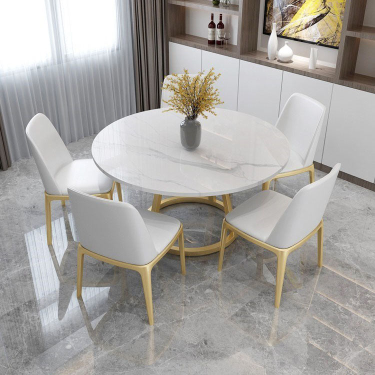 Glam 1/4/6 Pieces Dining Set Round Stone Dining Table for Dining Room