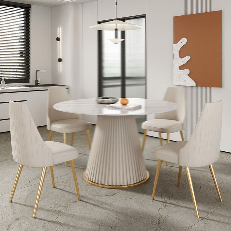 Glam 1/5 Pieces Dining Set Round Stone Dining Table for Kitchen Dining Room