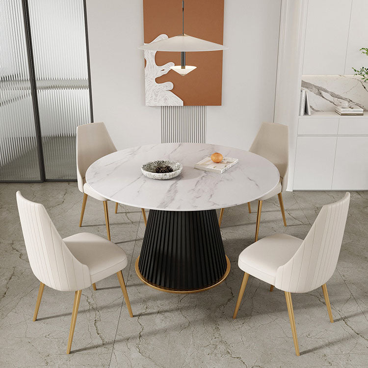 Glam 1/5 Pieces Dining Set Round Stone Dining Table for Kitchen Dining Room