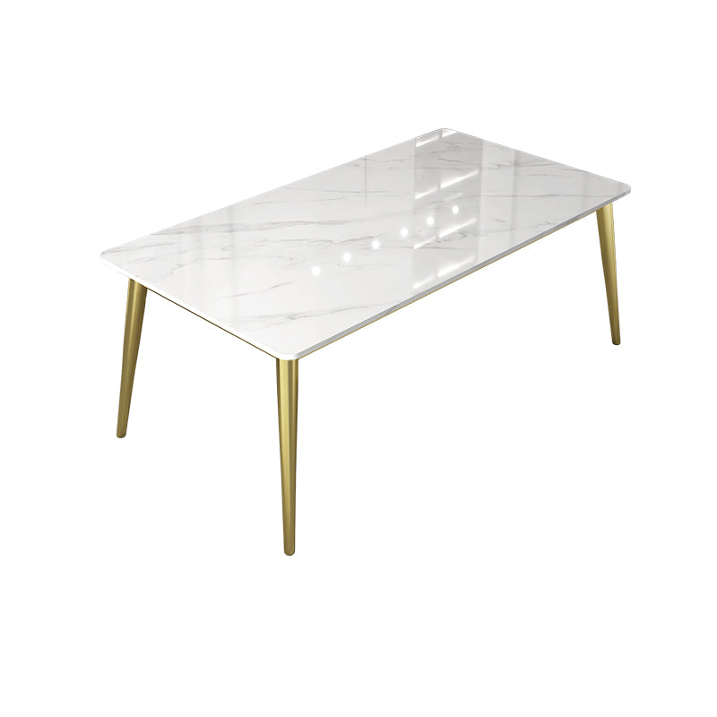 Glam White Sintered Stone Dining Table Set 1/2/5/7 Pieces Dining Set for Dining Areas