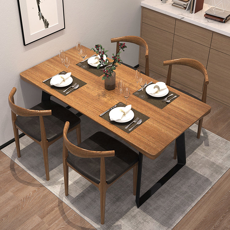 Rectangle Pine Wood Table for Restaurant Industrial Dining Table with Double Pedestal
