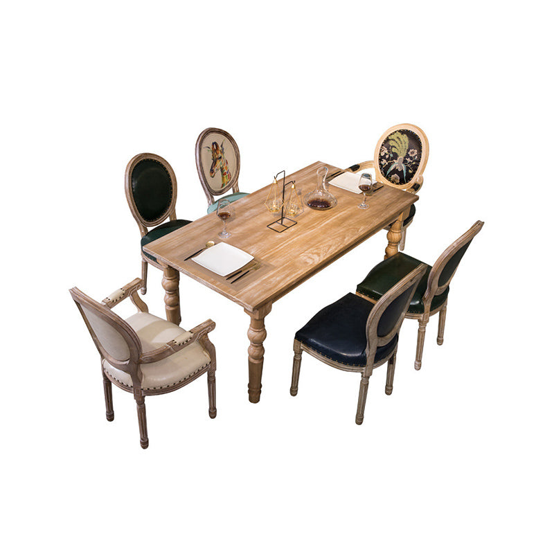 Medieval Modern Dining Table for Restaurant Rectangle Pine Wood Table with 4 Legs