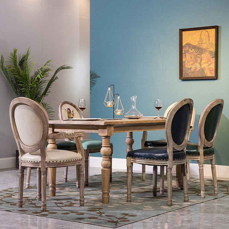 Medieval Modern Dining Table for Restaurant Rectangle Pine Wood Table with 4 Legs
