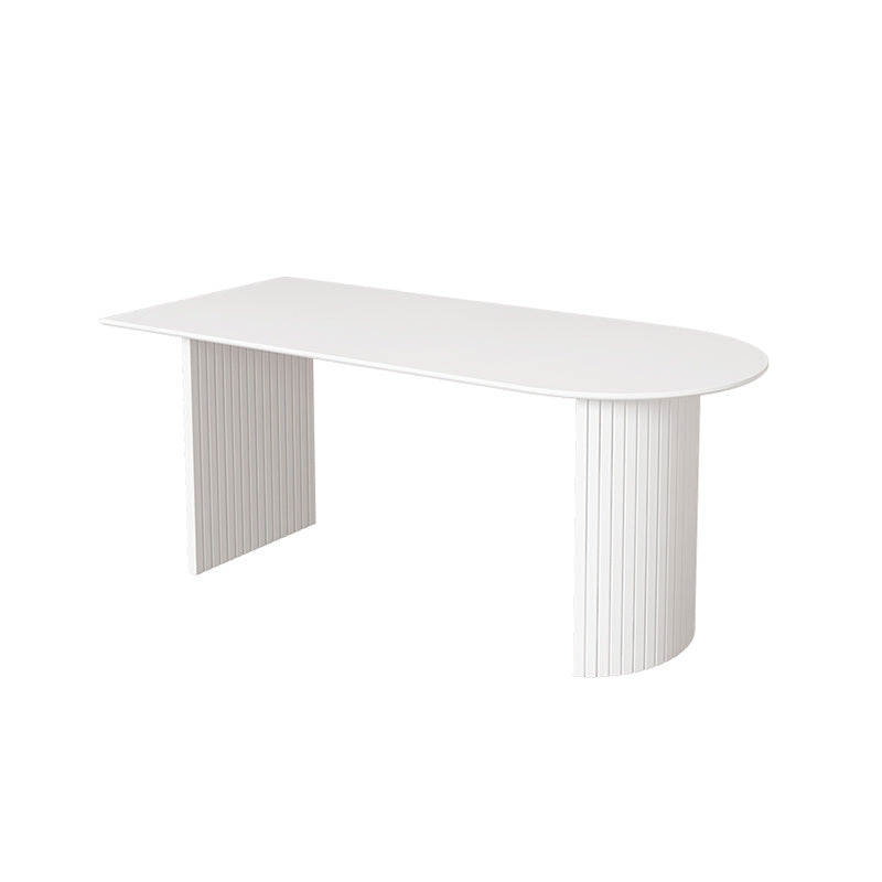 Solid Wood White Dining Table Simplicity Double Pedestal Table for Dining Room