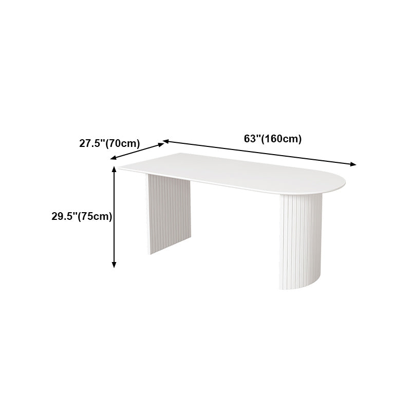 Solid Wood White Dining Table Simplicity Double Pedestal Table for Dining Room