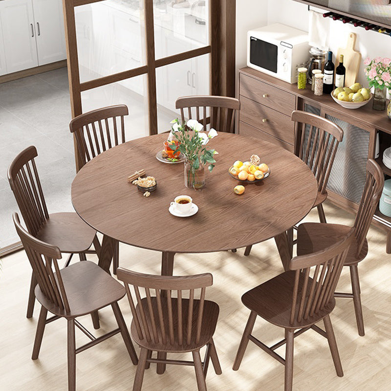 Solid Wood Dining Table Modern Brown 4 Legs Dining Table for Home Use